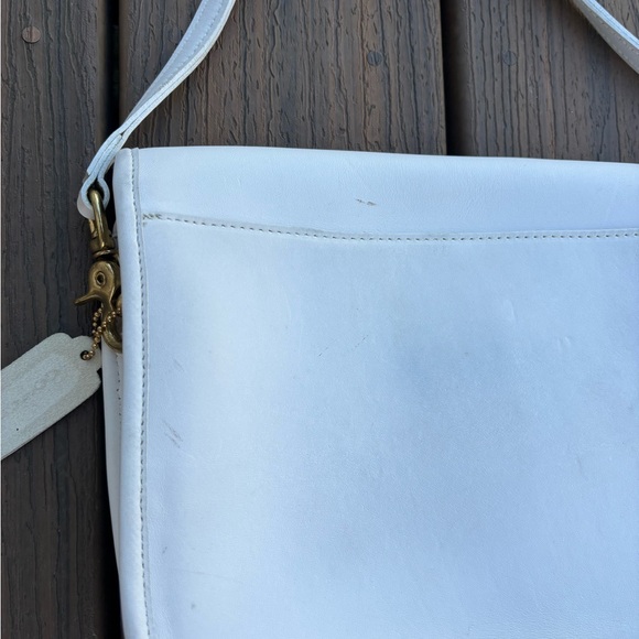 Vintage Coach Crossbody White Leather Penny Pocket Lock City Bag Made in USA - Picture 10 of 16